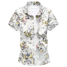 Брендовые новые летние стили рубашка Для Мужчин's Повседневное Мода цветок Цвет с короткими рукавами рубашки Для мужчин высокое качество хлопковые рубашки 6XL 7XL