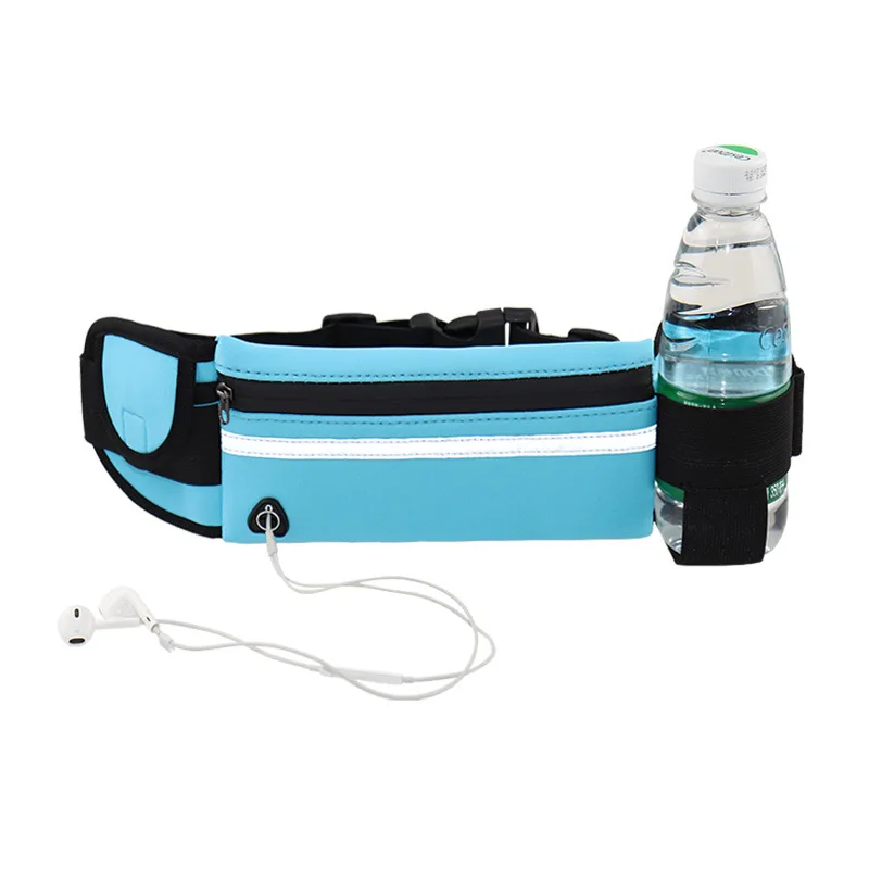 Corriendo bolsa de botella de agua de bolso de la cintura con el agujero del auricular las mujeres los hombres cinturón bolsa impermeable deporte de poliéster Camping senderismo bolsa
