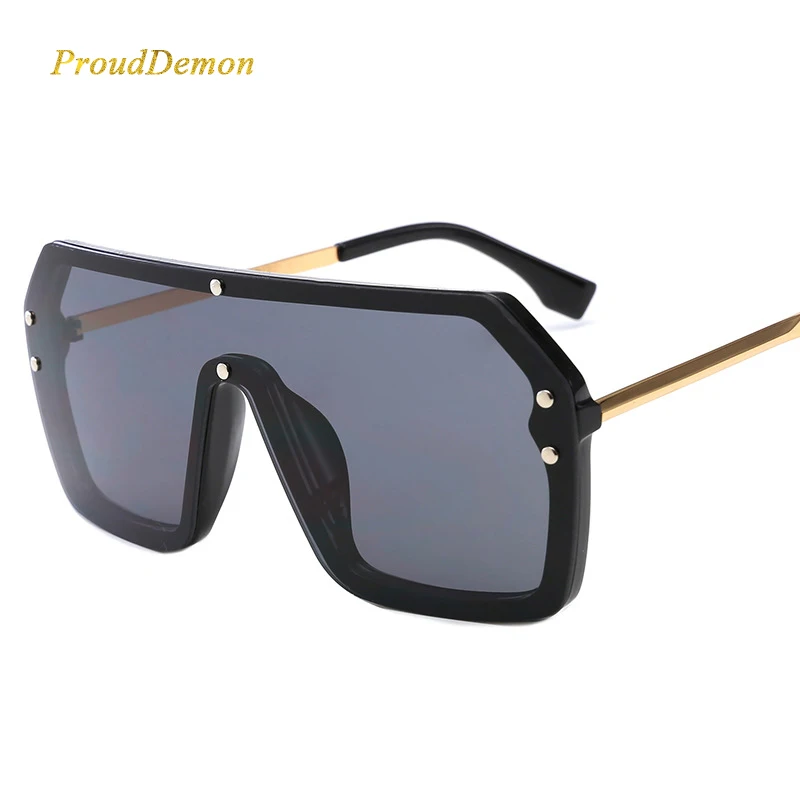 ProudDemon большие квадратные цельные солнцезащитные очки мужские классические большие пластиковые заклепки женские солнцезащитные очки унисекс очки для вождения