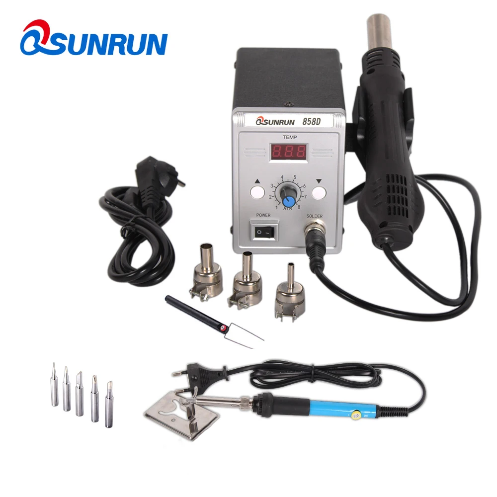 Паяльная станция Qsunrun 858D + 700 Вт СВЕТОДИОДНЫЙ Цифровой паяльник для распайки BGA