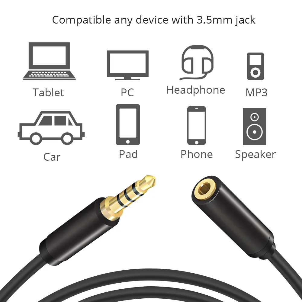 High Quality 3.5 mm Jack AUX Audio Cable 3.5 Jack Headphone Earphone Cable Extension for Huawei p20 pro for Xiaomi Samsung