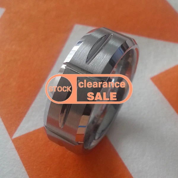 

/US size 10# /width:8MM /HSC0002 gift Flat Wedding Band Brushed Tungsten Ring Beveled /customize engraved