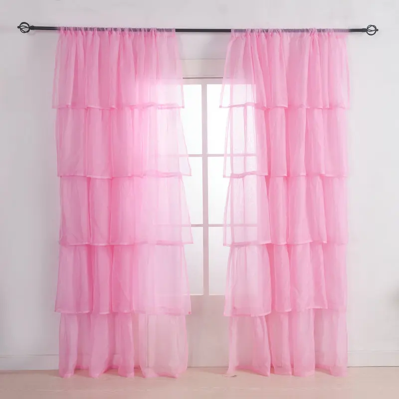 Online kaufen groÃhandel rosa rüschen vorhang aus china rosa ... Vorhänge wohnzimmer weiß