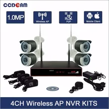CCDCAM CCTV 4CH Беспроводной NVR комплект 1MP Wifi ip-камера набор 4CH NVR комплект 720P камера безопасности Система