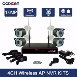 CCDCAM CCTV 4CH Беспроводной NVR комплект 1MP Wifi комплект ip-камер 4CH NVR комплект 720 P система безопасности камеры Бесплатная доставка