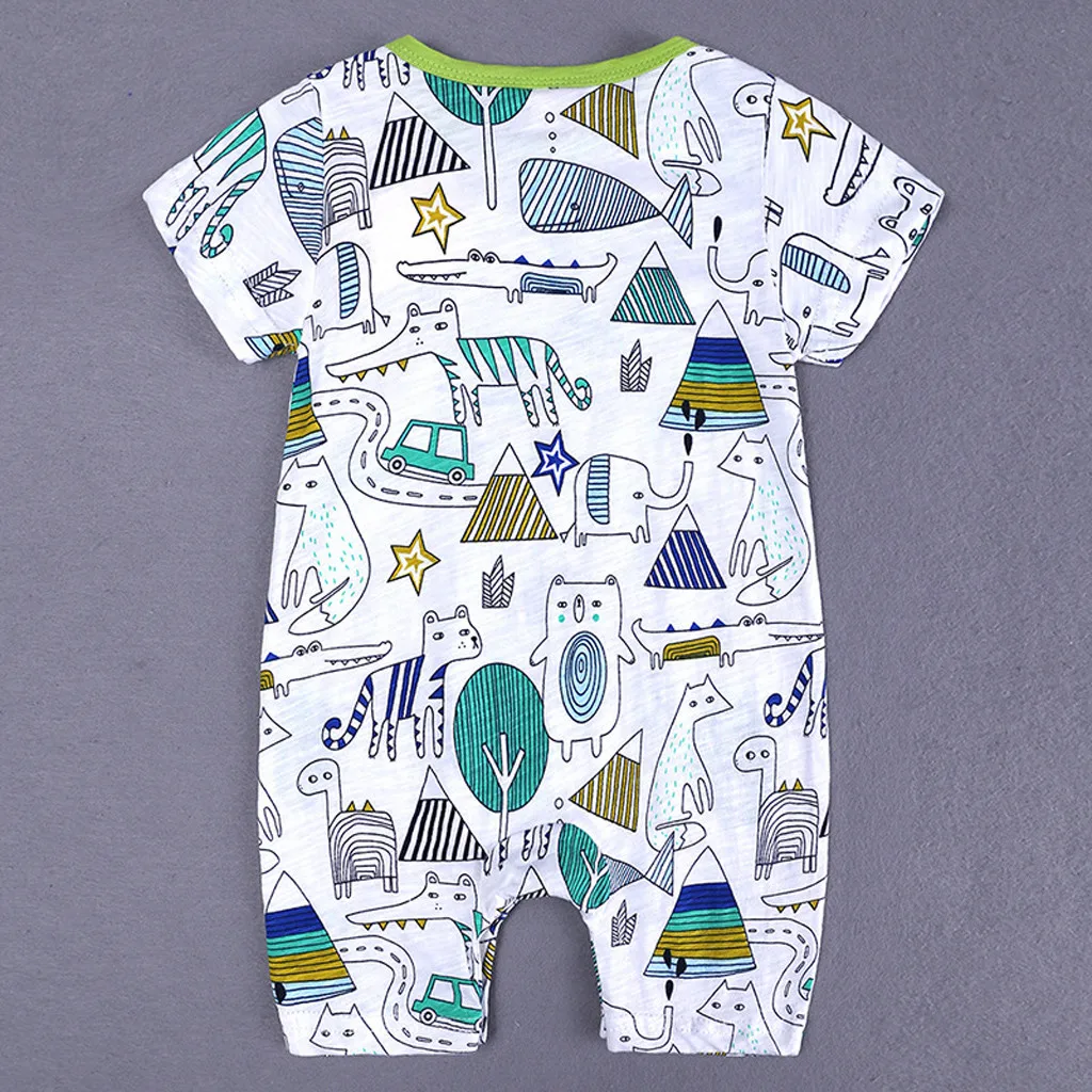 Мягкий хлопковый комбинезон для маленьких мальчиков и девочек; комбинезон с рисунком; комбинезон одежды снаряжение; летняя одежда с короткими рукавами для новорожденных;# BL5