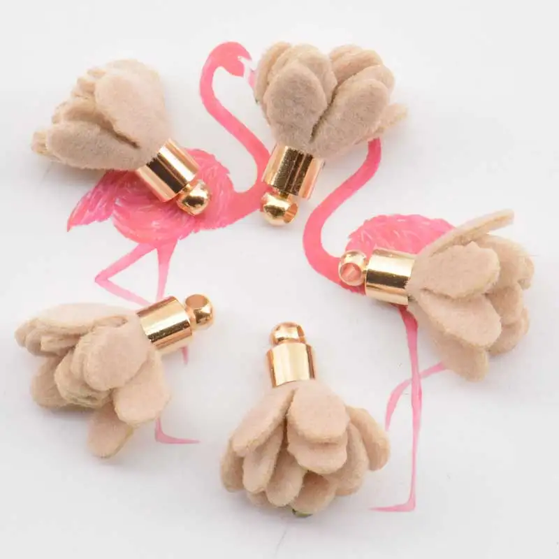 High Quality Gold Flower South Korea velvet Tassel Accessories For Diy Cellphone Straps backpacks Jewelry 2018 (10pcs/lot}