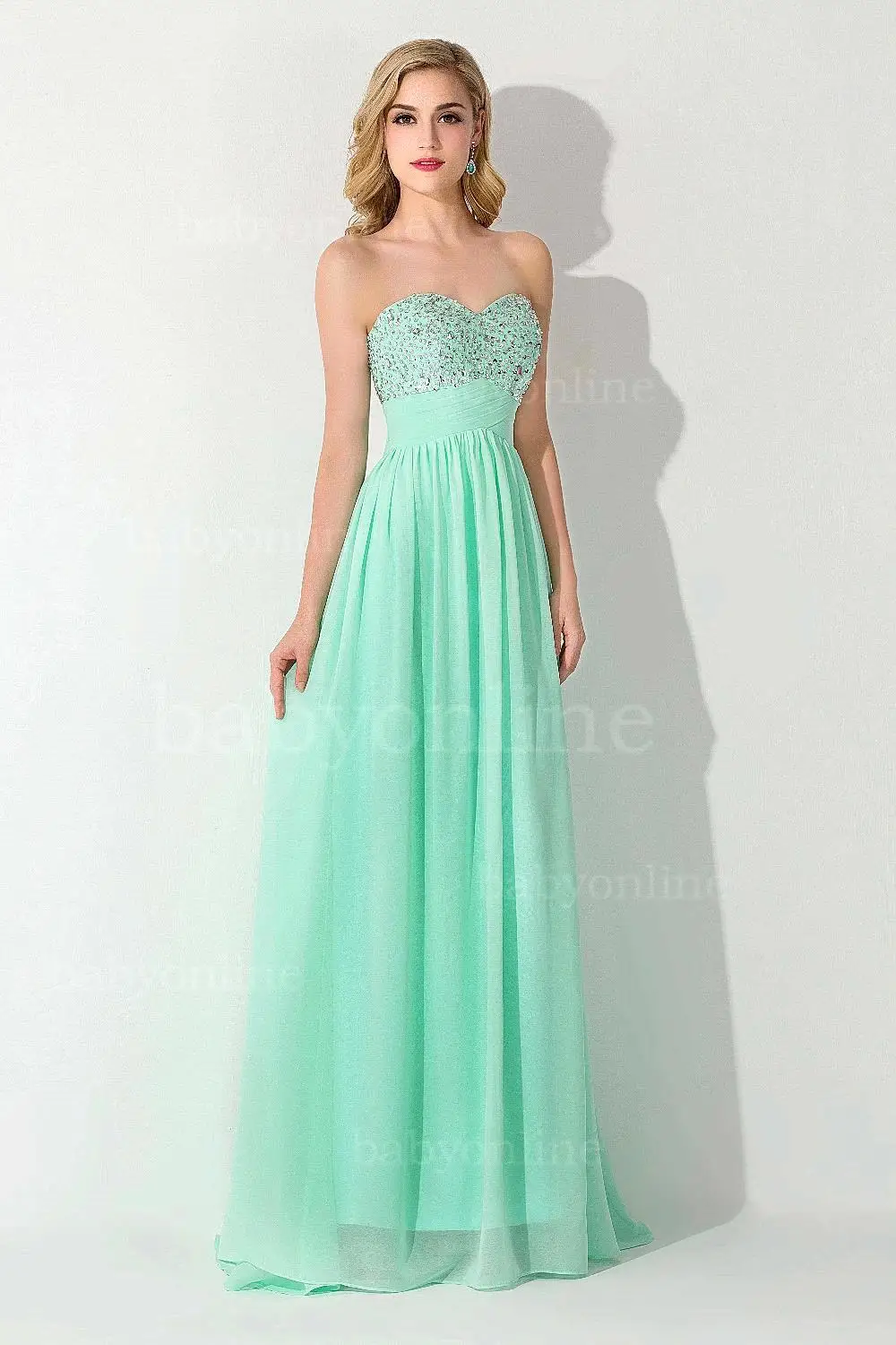 Backless Mint Prom Dresses