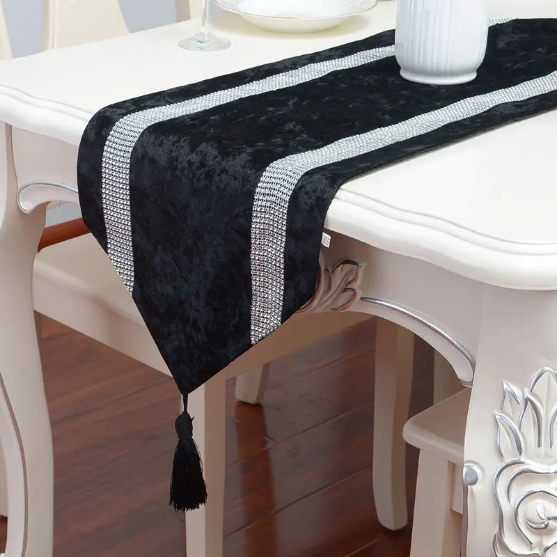 luxury table runner modern velvet decor for dresser rhinestone runners