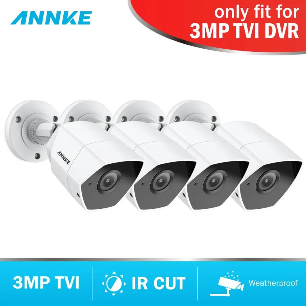 

ANNKE 3MP HD-TVI Security Camera 4pcs Bullet Kit Outdoor Metal Weatherproof Housing Super Night Vision Surveillance System