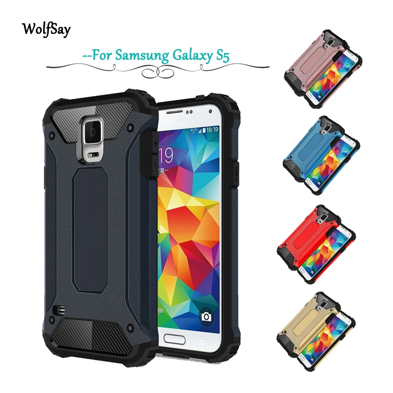 

Case For Samsung Galaxy S5 i9600 G900F G900A Slim Armor Anti-Shock Silicone Hybrid Hard PC Phone Case For Samsung S5 Cover