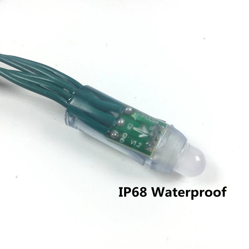1000 шт. зеленый провод 12 мм WS2811 полноцветный светодиодный светильник, модуль постоянного тока 5 в IP68 водонепроницаемый RGB цифровой светодиодный Рождественский светильник