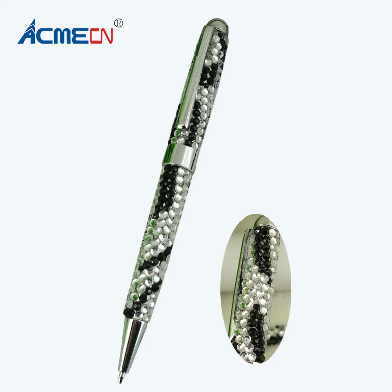 

ACMECN New Hot Sale Fashion Rhinestone Ballpoint Pen Cute Zebra Pattern Cute MB Style Pens Jewelled Crystal Bling Ball Pen