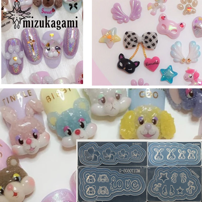 

UV Resin Jewelry Liquid Silicone Mold Angel Wings Cat Rabbit Resin Beads Charms Mold For DIY Intersperse Decorate Making Jewelry