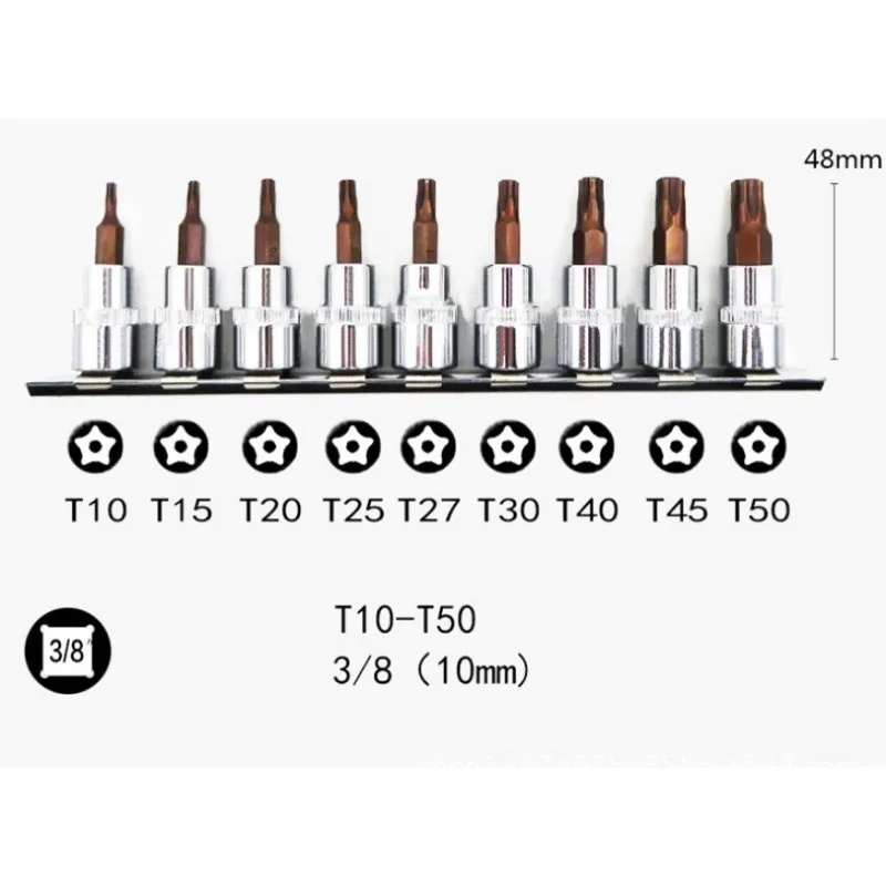 9 шт. 3/" торцевой ключ защищенный звездообразный ключ бит звезды Автомобильный Ручной инструмент храповик привод адаптер Набор T10-T50