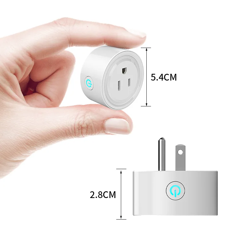 US Standard 10A Round WiFi Mini Plug APP Remote Control Timing Smart Socket Works with Alexa & Google Home AC 100-240V