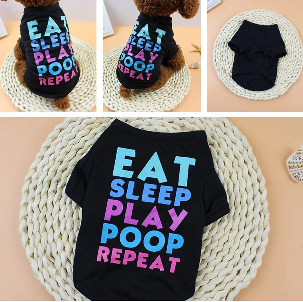 Summer dog clothing polyester letter print vest T-shirt puppy clothing 7.3
