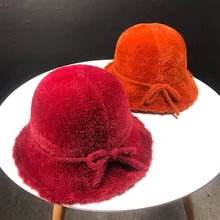 Осенне-зимние шапки-ведерки плюс бархатная утолщенная шапка уличная теплая Модная шапка для женщин