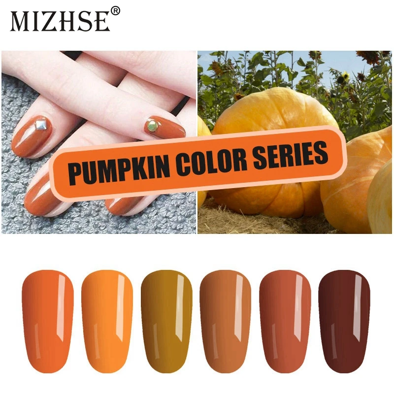 

MIZHSE Gel Varnish 7ML Nail Art Manicure UV LED Long-lasting Soak-Off Nail Gel Polish Orange Color Series Nail Gel Lacquer