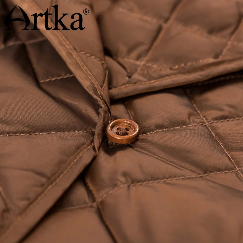 ARTKA, осенне-зимнее женское пуховое пальто с тремя полосками, длинная куртка ZK10072D