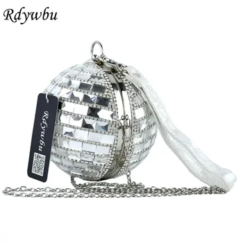 

Rdywbu Fashion Inlaid Glass Drill Clutch Bag Luxury Women Circular Evening Bag Party Wedding Wallet Chain Handbags Bolsos H30