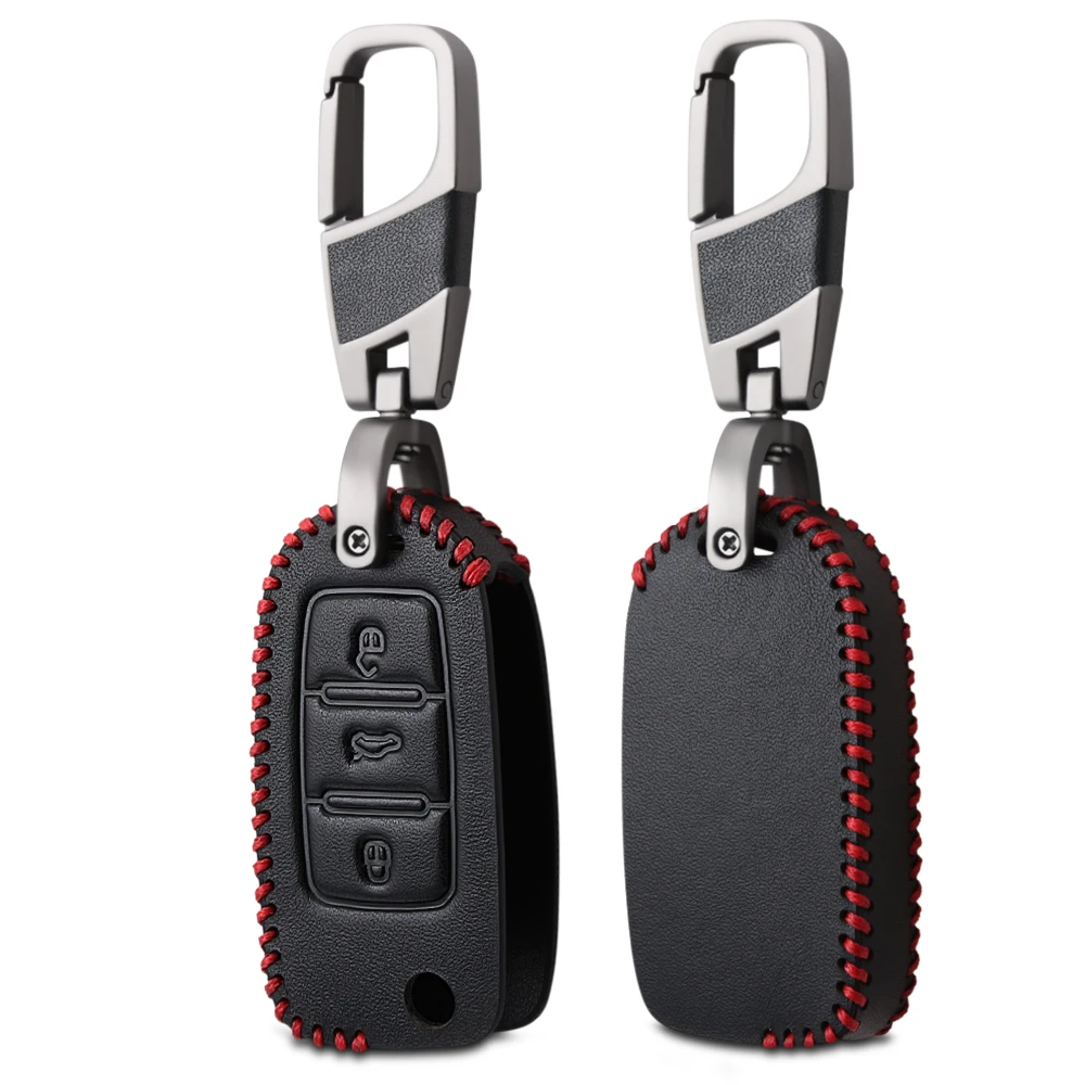 

Genuine Leather Car Auto Key Cover Case For Remote Control For Volkswagen VW For SKODA For Seat Series Car-styling Hot Selling