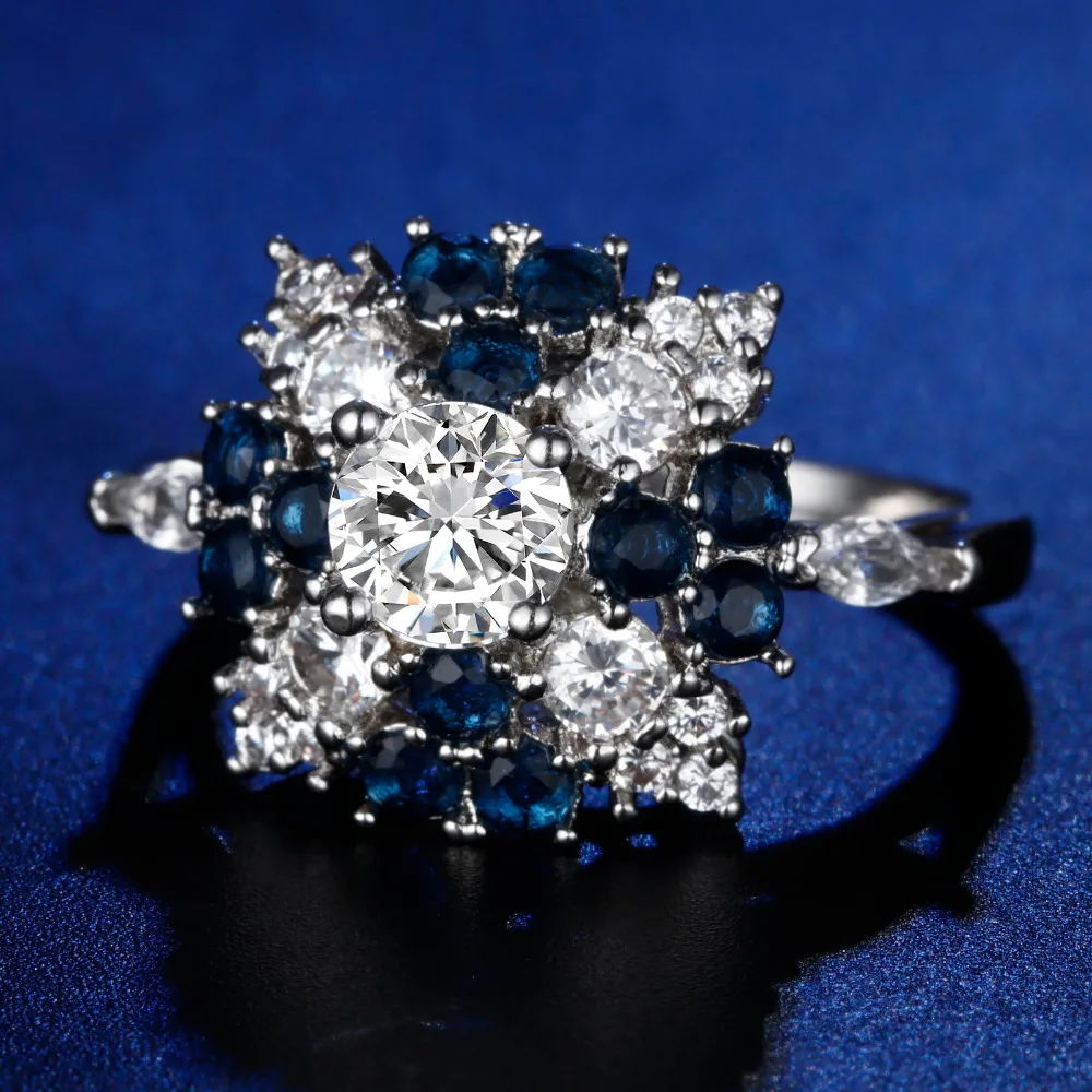 

Original Design Gorgeous cz unique style top quality Ring round cut sapphire Cubic Zirconia Hot Ins sterling silver 925