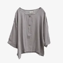 Женская футболка хлопковая свободная футболка с рукавом три четверти женская серая D838