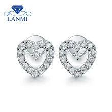 Серьги-гвоздики в форме сердца SI с бриллиантами, Настоящее 18 к белое золото, для молодых девушек, для юбилея, вечеринки, нарядное платье, хорошее ювелирное изделие, подарок для любящих, вечерние
