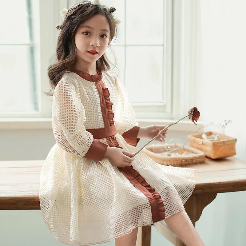 

Princess Dress Girls Costumes Long Sleeve Elegant Lace Party Dress Birthday Performance Dress 2019 New age 8 9 10 11 12 years
