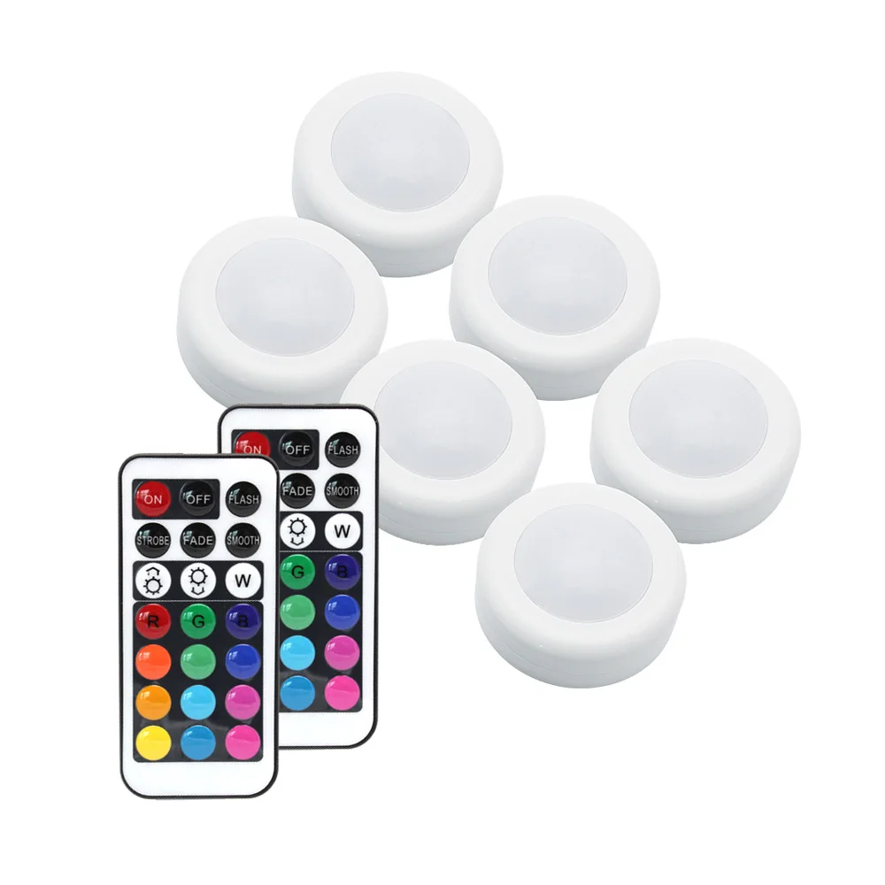 

Newst 12 Colors Wireless Remote LED Puck Lights RGBW Dimmable Touch Sensor LED Cabinet Lamps for Wardrobe Stair Hallway Lighting