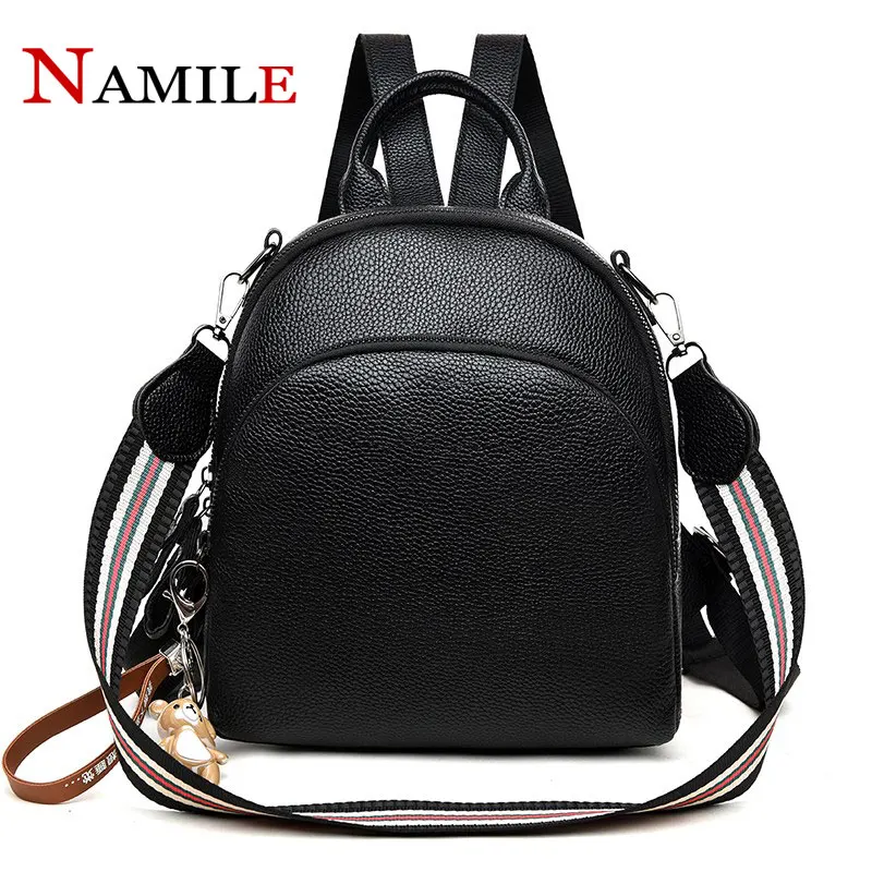 

Women's 2019 new multi-function backpack fashion solid color lychee handbags comfortable shoulder bag soft handbag diagonal bag