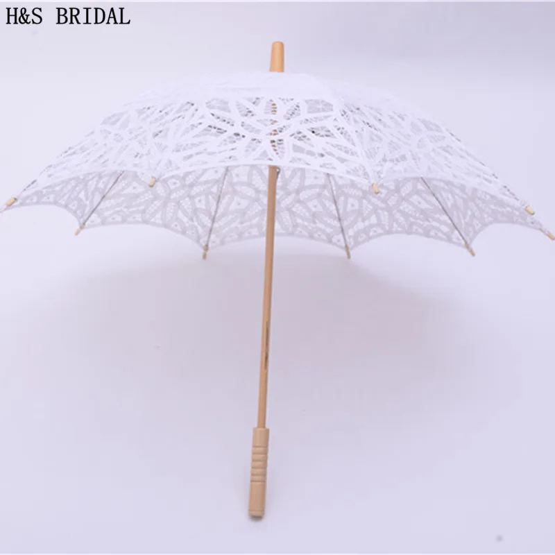 H&S BRIDAL Sun Lace Umbrella Parasol Embroidery Bride Umbrella White Wedding Ombrelle Dentelle Parapluie Mariage