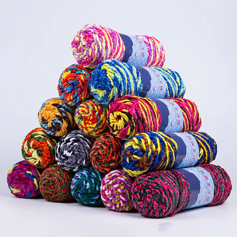 

1ball=200g Soft polyester blended yarn Chunky chenille hand Knitting Crochet baby yarn knit hat scarf slippers cotton Yarn