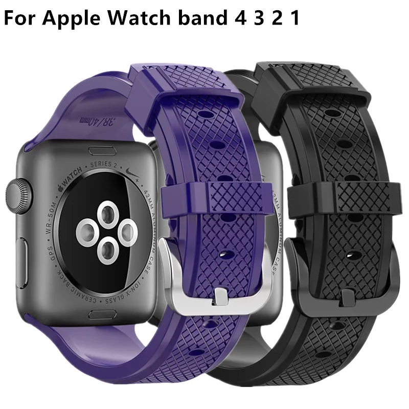 Мягкий силиконовый спортивный браслет для Apple Watch Band 4 44 мм 40 сменный Браслет iWatch
