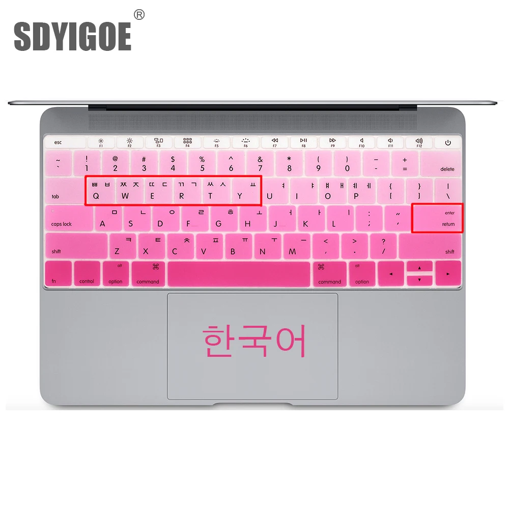 Korean Keyboard Cover for MacBook 13pro A1708 Retina 12 inch Laptop Keyboard Protective Film-Pink