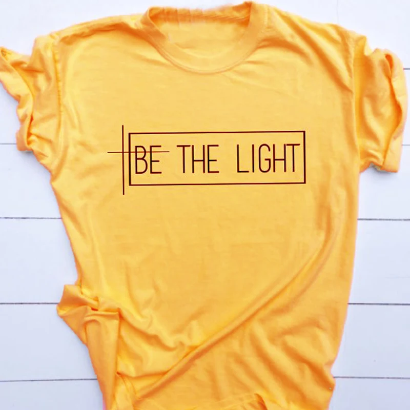Женская хлопковая Футболка Be The Light Повседневная футболка с рисунком Винтажная в