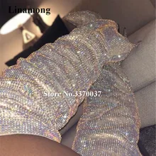 НОВЫЕ шикарные женские острый носок Стразы тонкий каблук Сапоги выше колен(ботфорты) женские блестящие с украшением в виде кристаллов на высоком каблуке; Свадебная обувь для ночного клуба