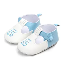 Детская весенняя обувь из искусственной кожи для девочек мальчик первые ходоки Милые лодка Медведь животных обувь 0-18 м 2018 Новый