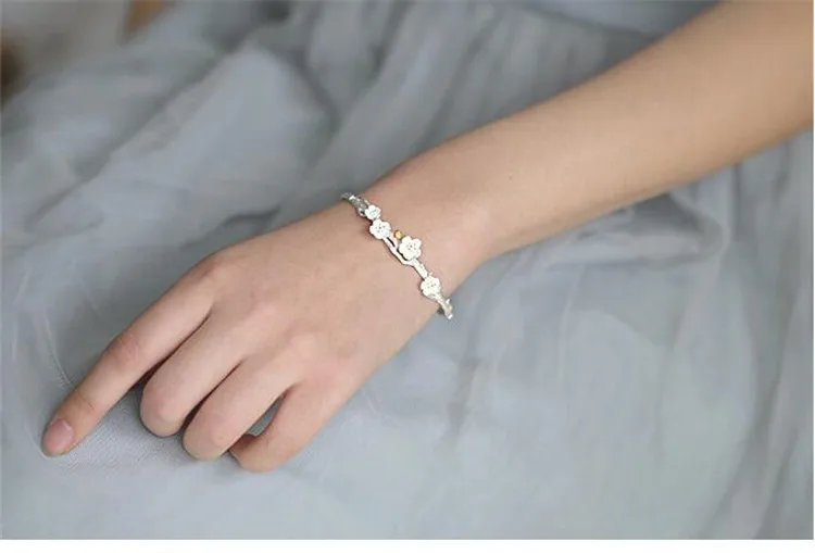 Uini хвост горячий продукт Творческий 925 серебро цветок сливы Открытый браслет модные тенденции потока ювелирные изделия высокого качества