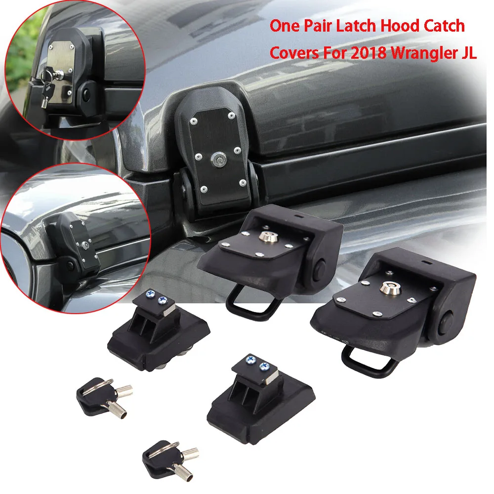 

2Pcs Hood Lock Latches Buckle Pins Catch With Key Kit Fit For 2018 Jeep Wrangler JL 2007-2018 Jeep Wrangler Jk