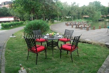 Outdoor cast aluminum table and chairs furniture supplier