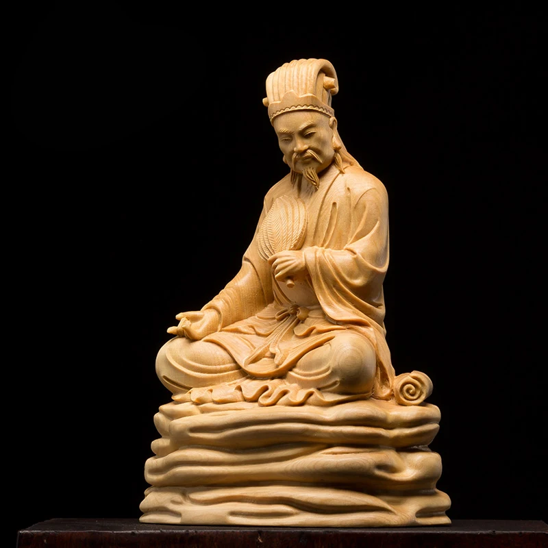 12 см Zhuge Liang Kong Ming Three Kingdoms резьба по дереву твердая гостиная украшение автомобиля