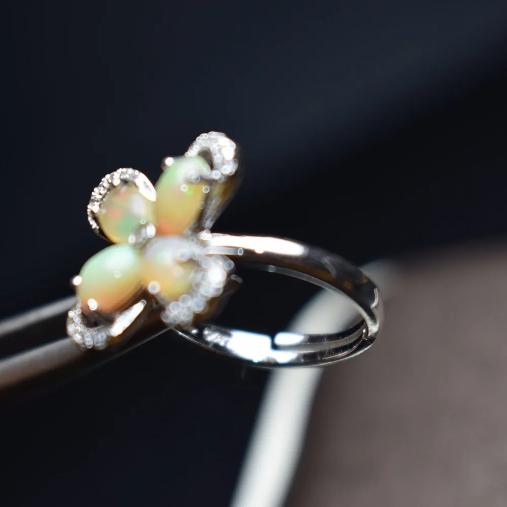 On sale Fine Jewelry Real 925 Steling Silver s925 100% Natural opal Gemstone Female Australia Opal Gemstones Ring Christmas Gift