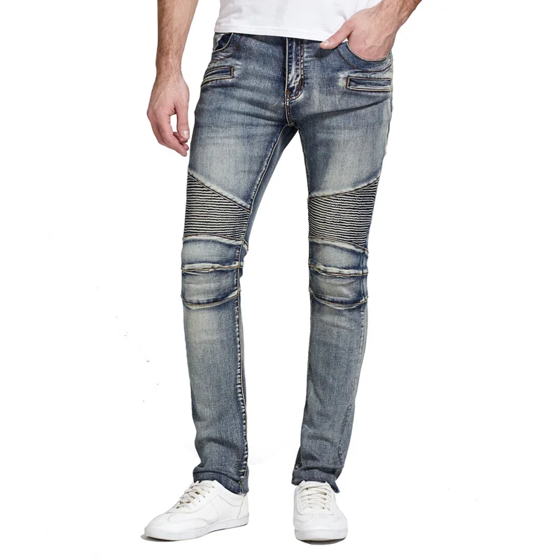 Мужские джинсы, дизайнерские, модные, Подиумные, тонкие, байкерские, мотоциклетные джинсы для мужчин, хорошее качество, E5050 - Цвет: 01