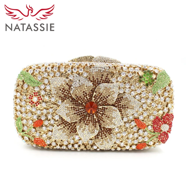 Natie Women Flower Crystal Clutch Bag Lady Dinner Party Diamonds Natie Women Flower Crystal Clutch Bag Lady Dinner Party Diamonds Purse Wedding Day Clutches Whole