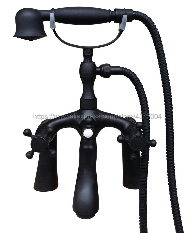 Telephone Style Deck Mounted Black Oil Rubbed Brass Shower Tub Faucet Hot And Cold Water Ntf509