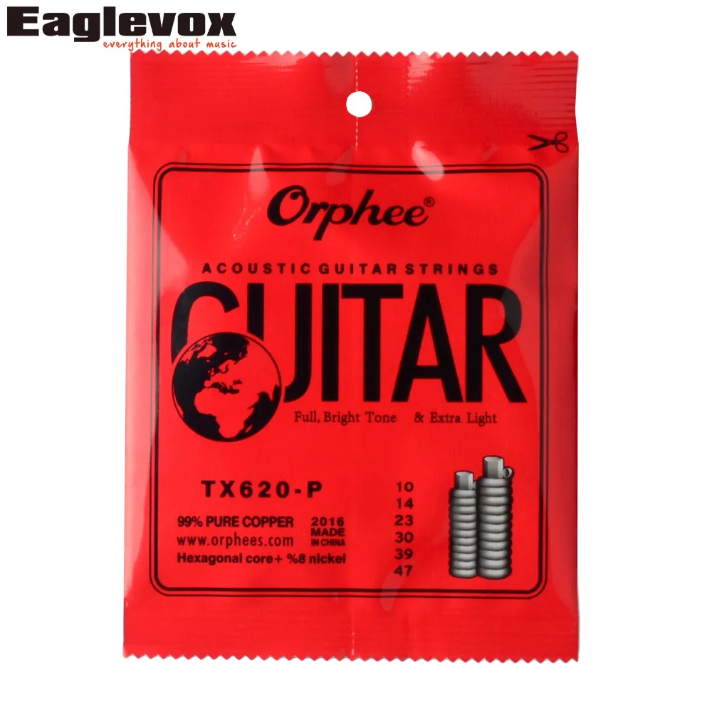 Acoustic Guitar Strings 010/047" 99 Pure Copper Extra Light Hexagonal