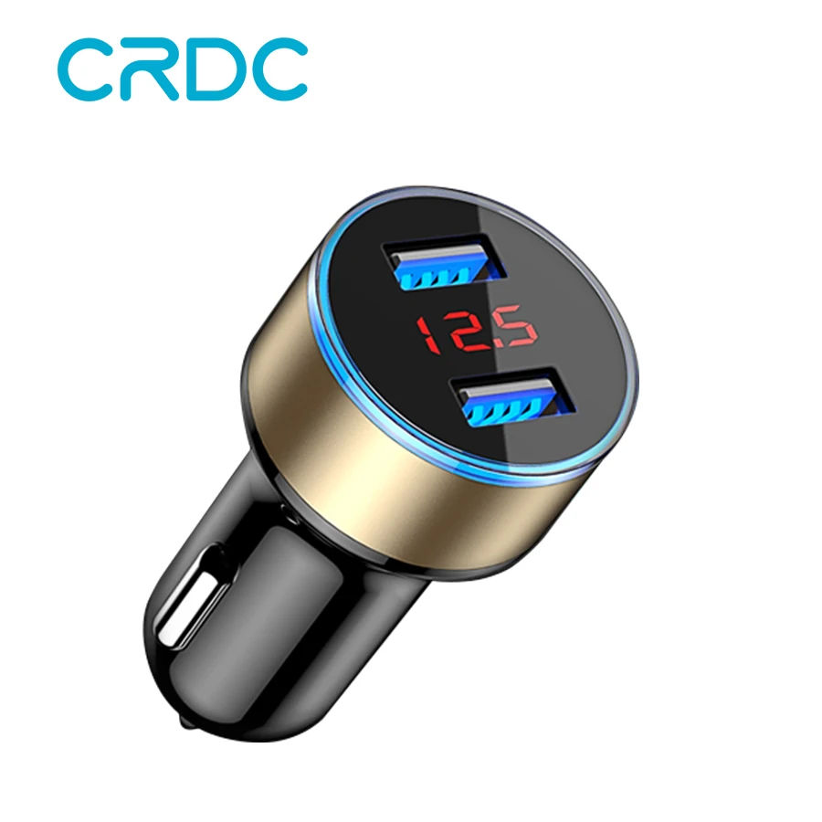 CRDC Car Charger 5V 3.1A With LED Display Universal Dual Usb Phone Car-Charger for Xiaomi Samsung S8 iPhone X 8 Plus Tablet etc