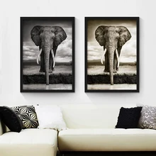 Винтажная картина Notic Elephant декоративная черная и белая для